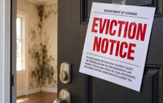 Eviction notice opening to moldy apartment